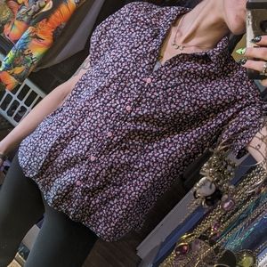 Floral button up t-shirt